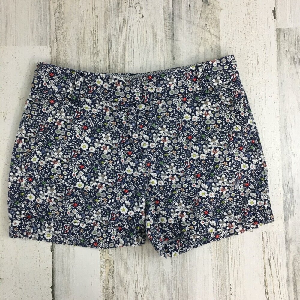 J Crew Liberty June's Meadow Blue Ditsy Floral Print Chino Shorts Sz 0